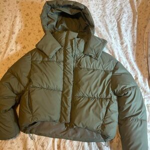 Zara Khaki Women's Puffer Jacket